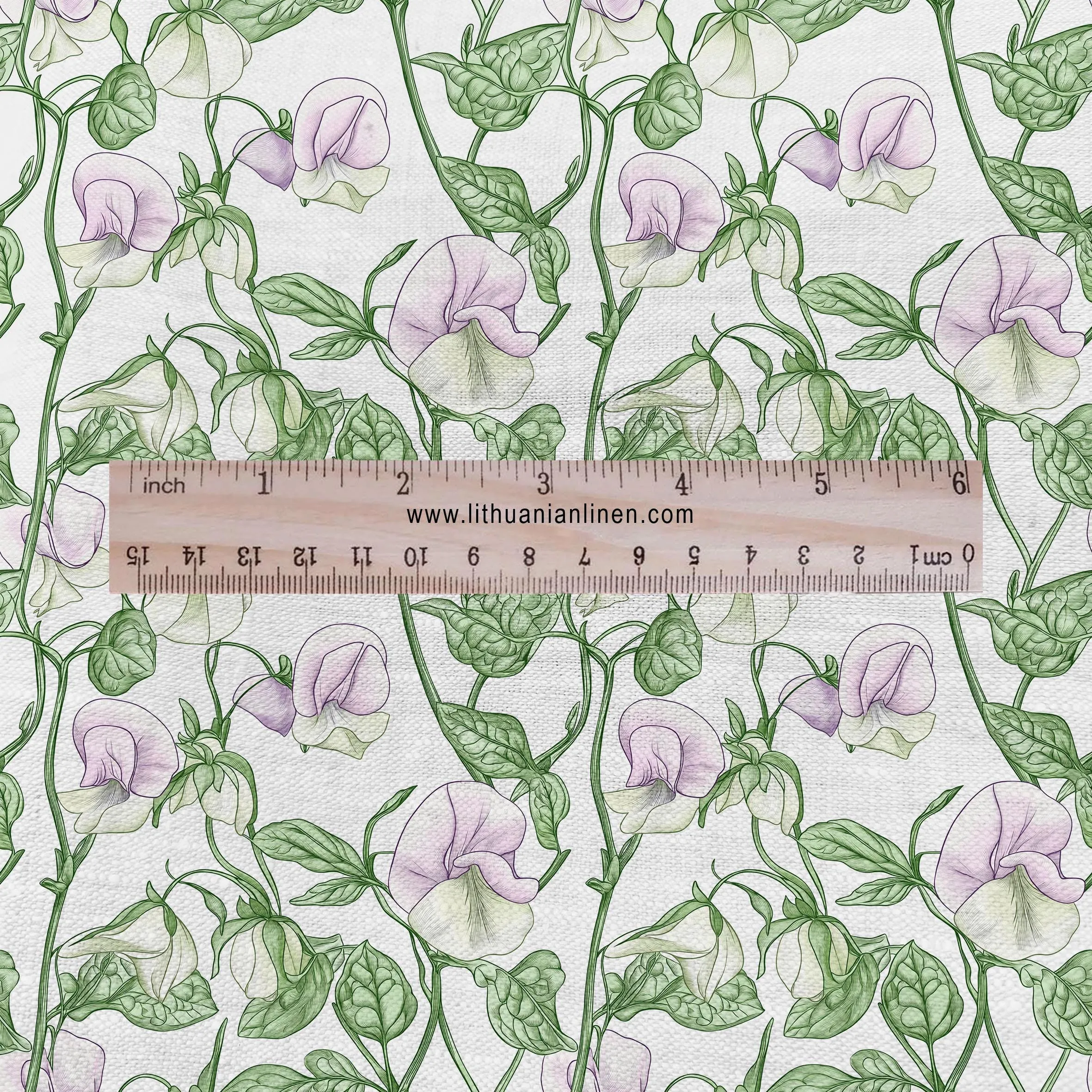 100% LINEN Sweet PEA print fabric 2284