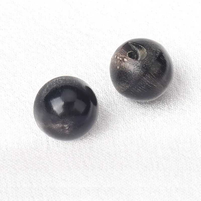 10/11mm Black Coffee Natural Water Buffalo Horn Concealed-Hole Bead Buttons 10pcs