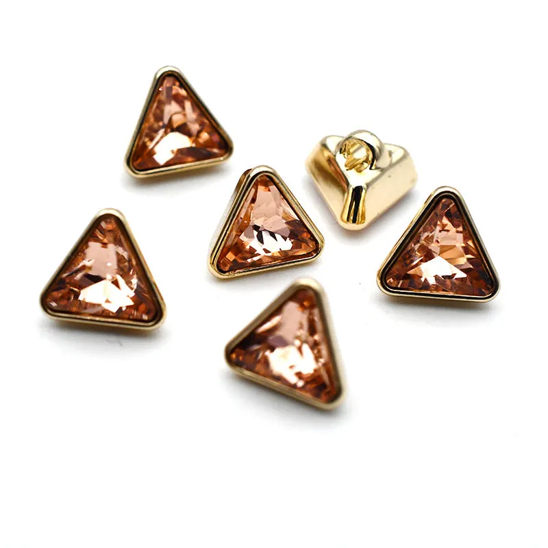 10mm Square and Triangle Glass Shirt Cuff Metal Shank Buttons 20pcs
