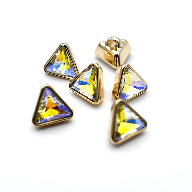 10mm Square and Triangle Glass Shirt Cuff Metal Shank Buttons 20pcs