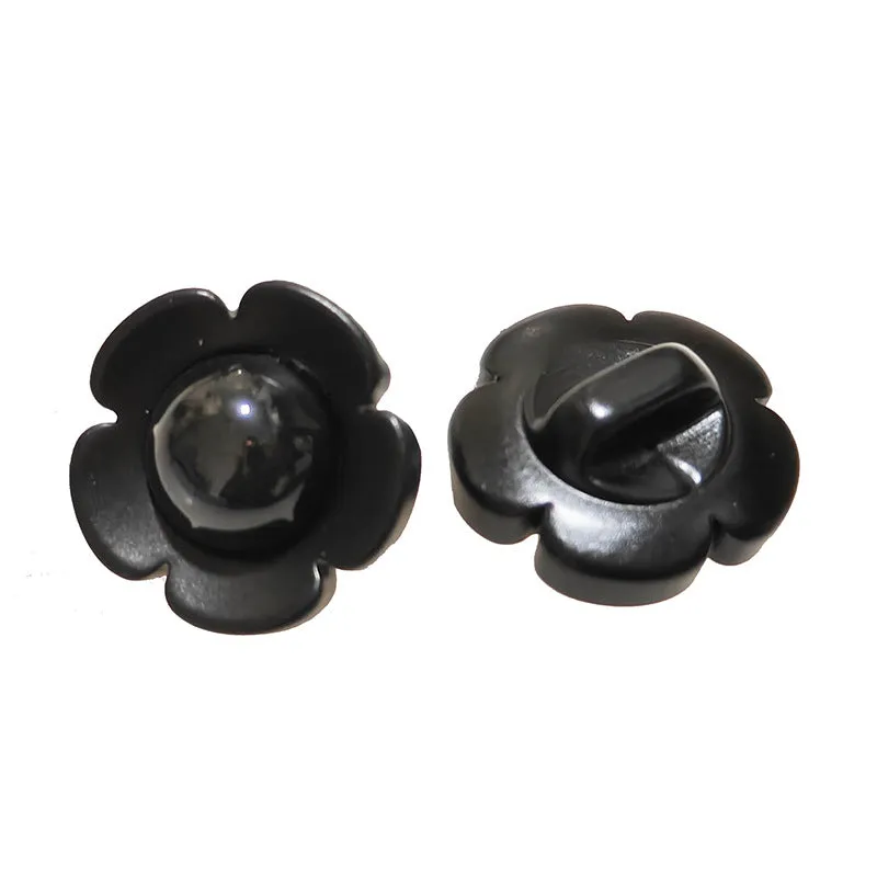 11/18mm Black White Flower Resin Shank Buttons 40pcs
