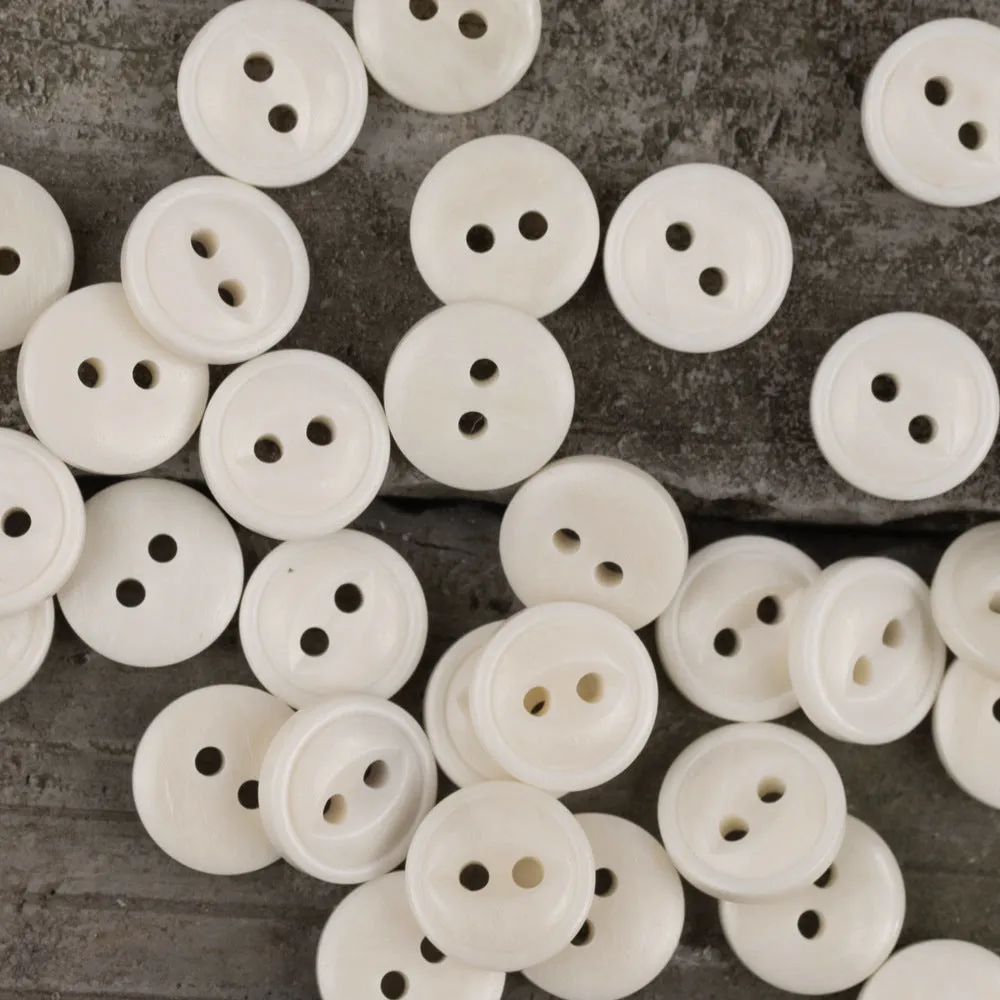 11.5mm Round 2 Hole Ivory Fish Eye Cow Bone Buttons for Polo Shirts 12PCS