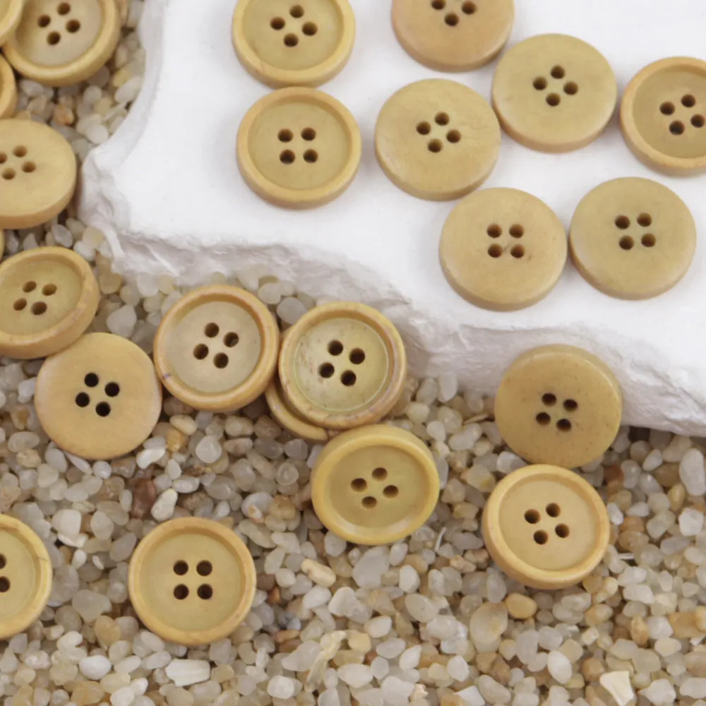 11.5mm Round 4 Hole Black and Brown Cow Bone Buttons for Shirts 12PCS