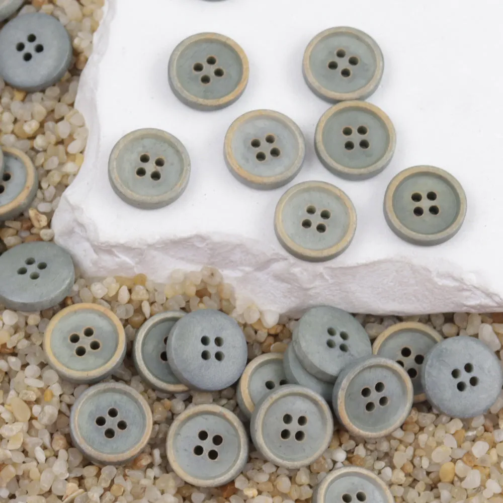 11.5mm Round 4 Hole Black and Brown Cow Bone Buttons for Shirts 12PCS