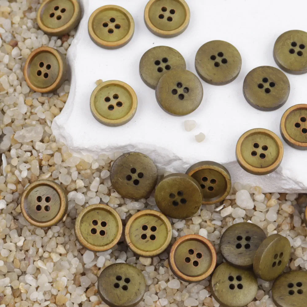 11.5mm Round 4 Hole Black and Brown Cow Bone Buttons for Shirts 12PCS