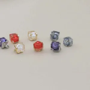 11mm Square Alloy Resin Buttons for Shirts and Sweaters 12PCS