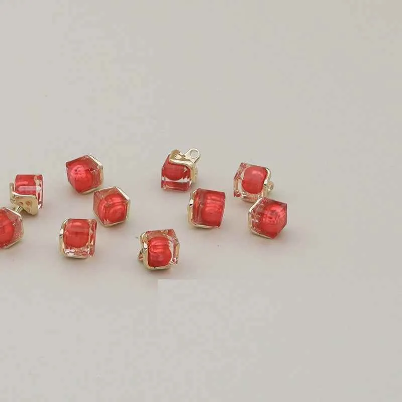 11mm Square Alloy Resin Buttons for Shirts and Sweaters 12PCS