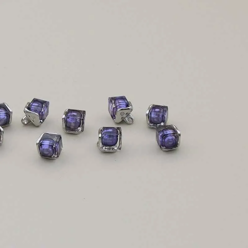 11mm Square Alloy Resin Buttons for Shirts and Sweaters 12PCS