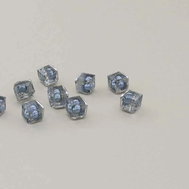 11mm Square Alloy Resin Buttons for Shirts and Sweaters 12PCS