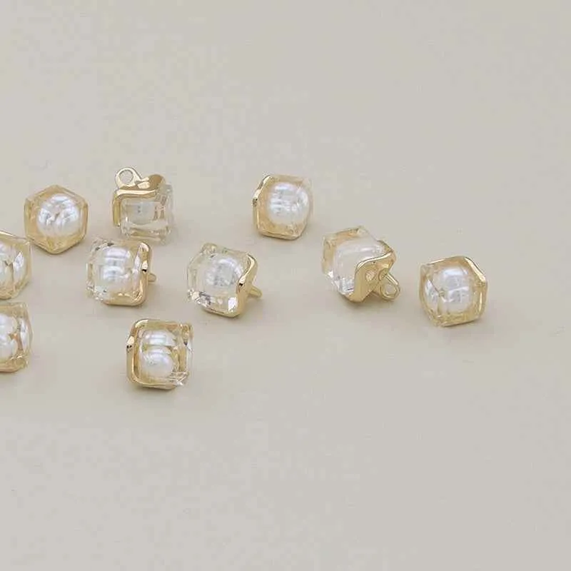 11mm Square Alloy Resin Buttons for Shirts and Sweaters 12PCS