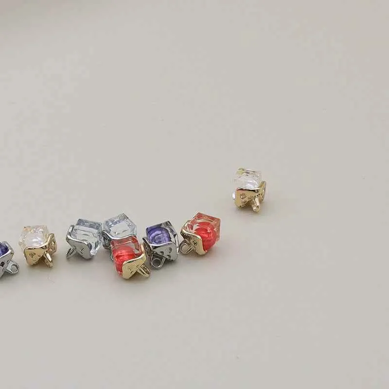 11mm Square Alloy Resin Buttons for Shirts and Sweaters 12PCS