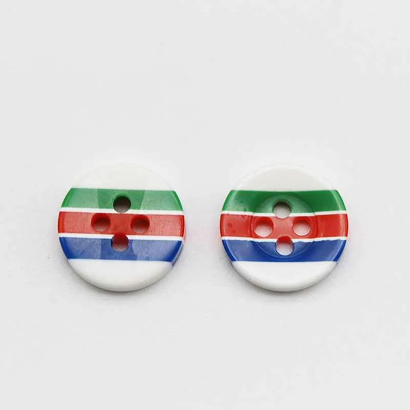 12mm Round 4-Hole Candy Color Striped Resin Buttons 100pcs