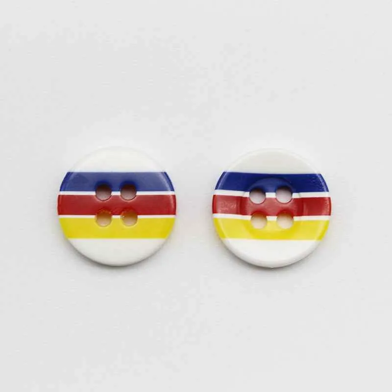 12mm Round 4-Hole Candy Color Striped Resin Buttons 100pcs