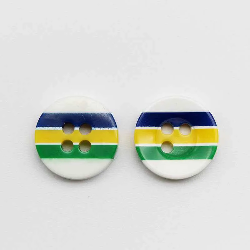 12mm Round 4-Hole Candy Color Striped Resin Buttons 100pcs