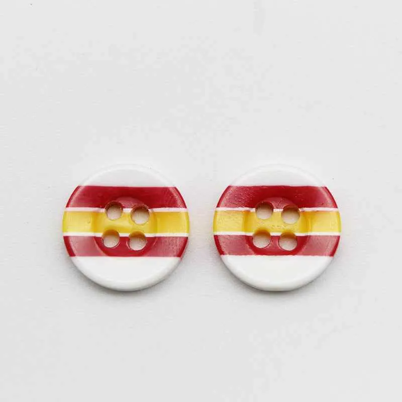12mm Round 4-Hole Candy Color Striped Resin Buttons 100pcs