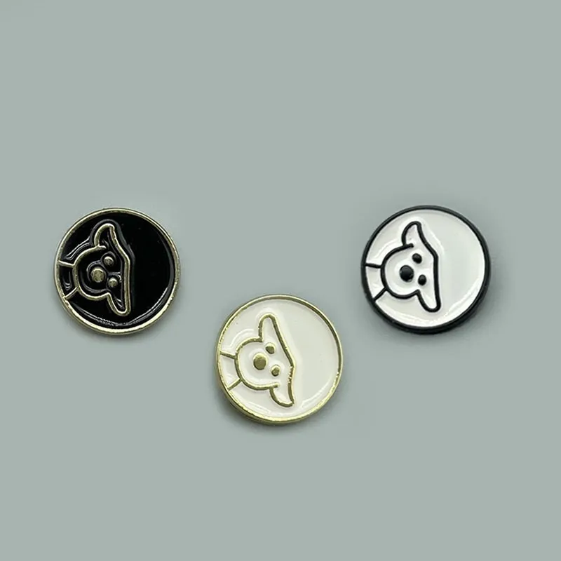 12mm Round Adorable Puppy Pattern Metal Buttons for Shirts and Knitwear 20pcs