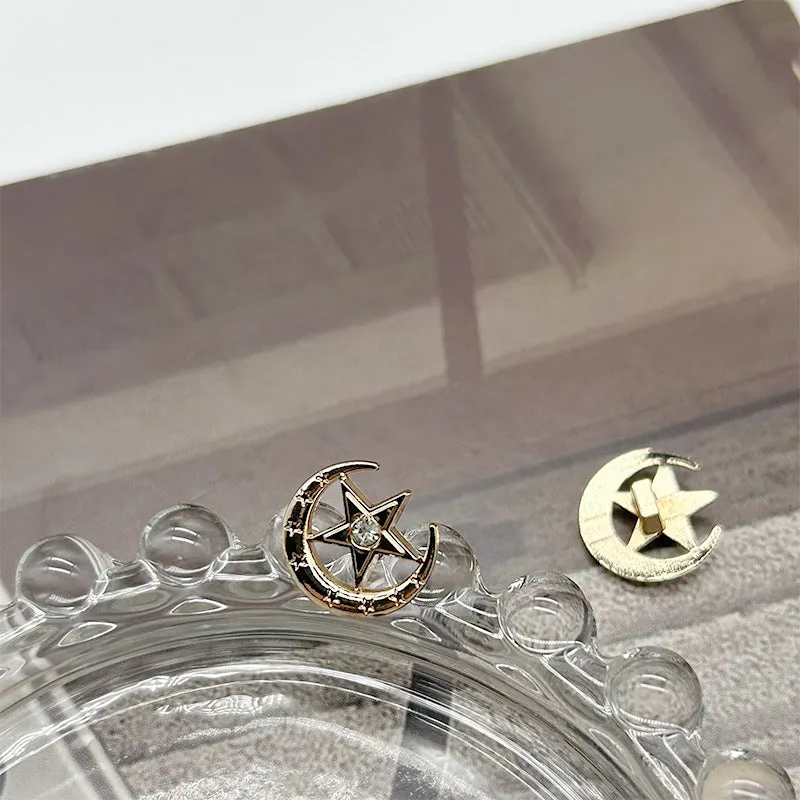 13mm Gold Silver Hollow Moon Diamond Star Metal Buttons for Knit Cardigans Shirts 20PCS