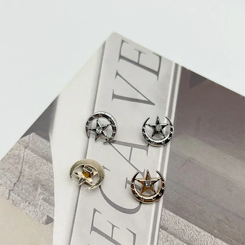 13mm Gold Silver Hollow Moon Diamond Star Metal Buttons for Knit Cardigans Shirts 20PCS