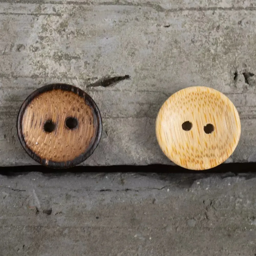 13mm Round 2 Hole Japanese Style Burned Edge Bamboo Buttons for Linen Shirts 40pcs