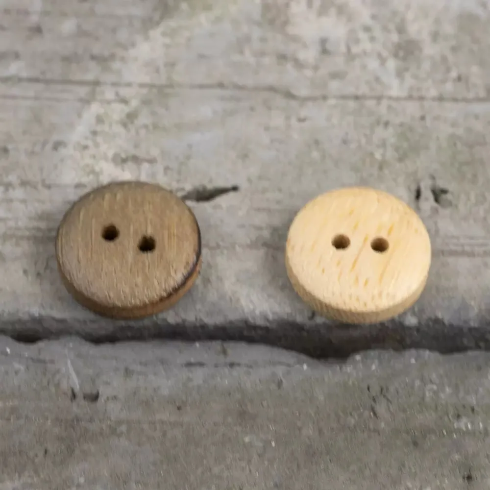 13mm Round 2 Hole Japanese Style Burned Edge Bamboo Buttons for Linen Shirts 40pcs