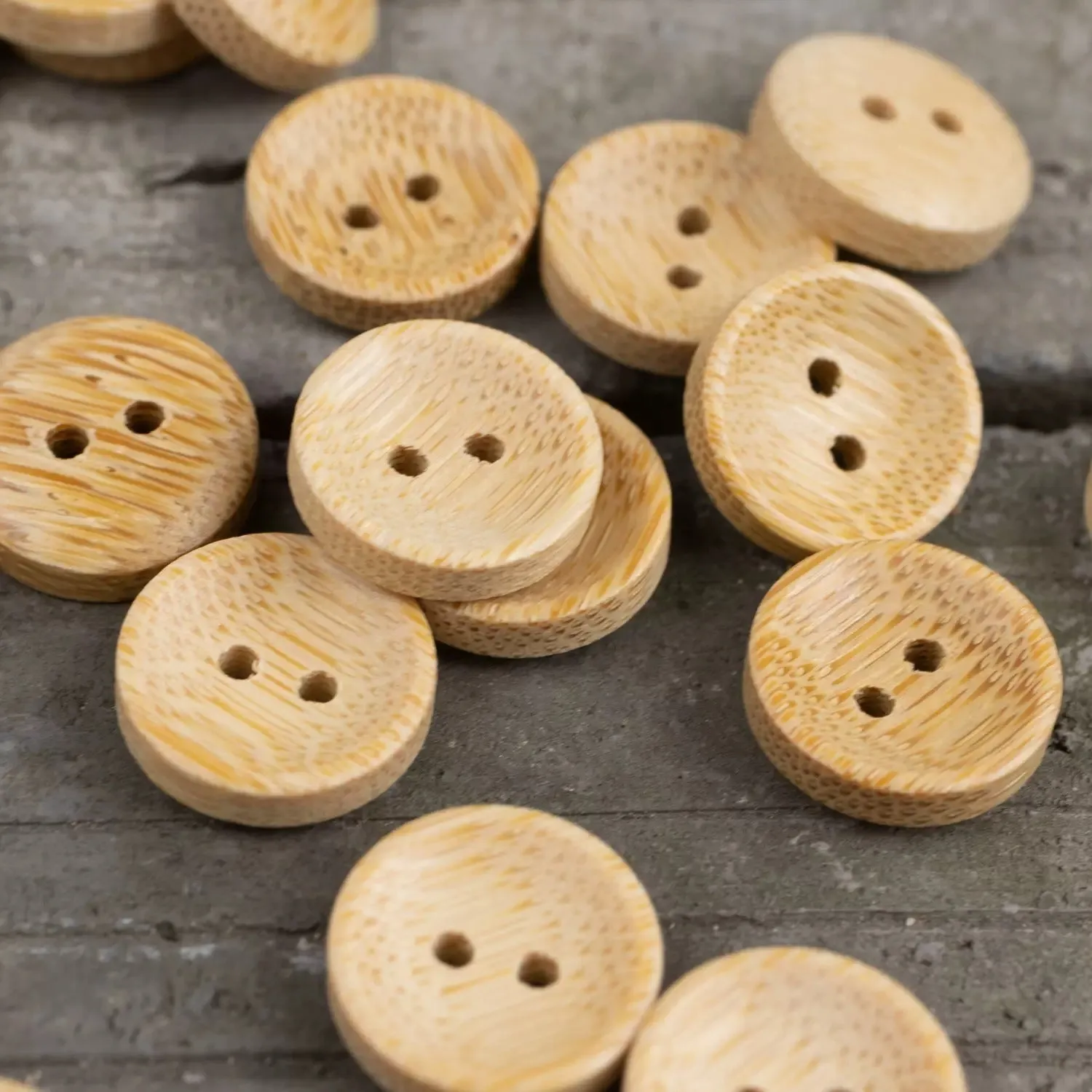 13mm Round 2 Hole Japanese Style Burned Edge Bamboo Buttons for Linen Shirts 40pcs