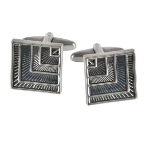 17mm Square Grey-Black Resin Cufflinks – Antique Silver