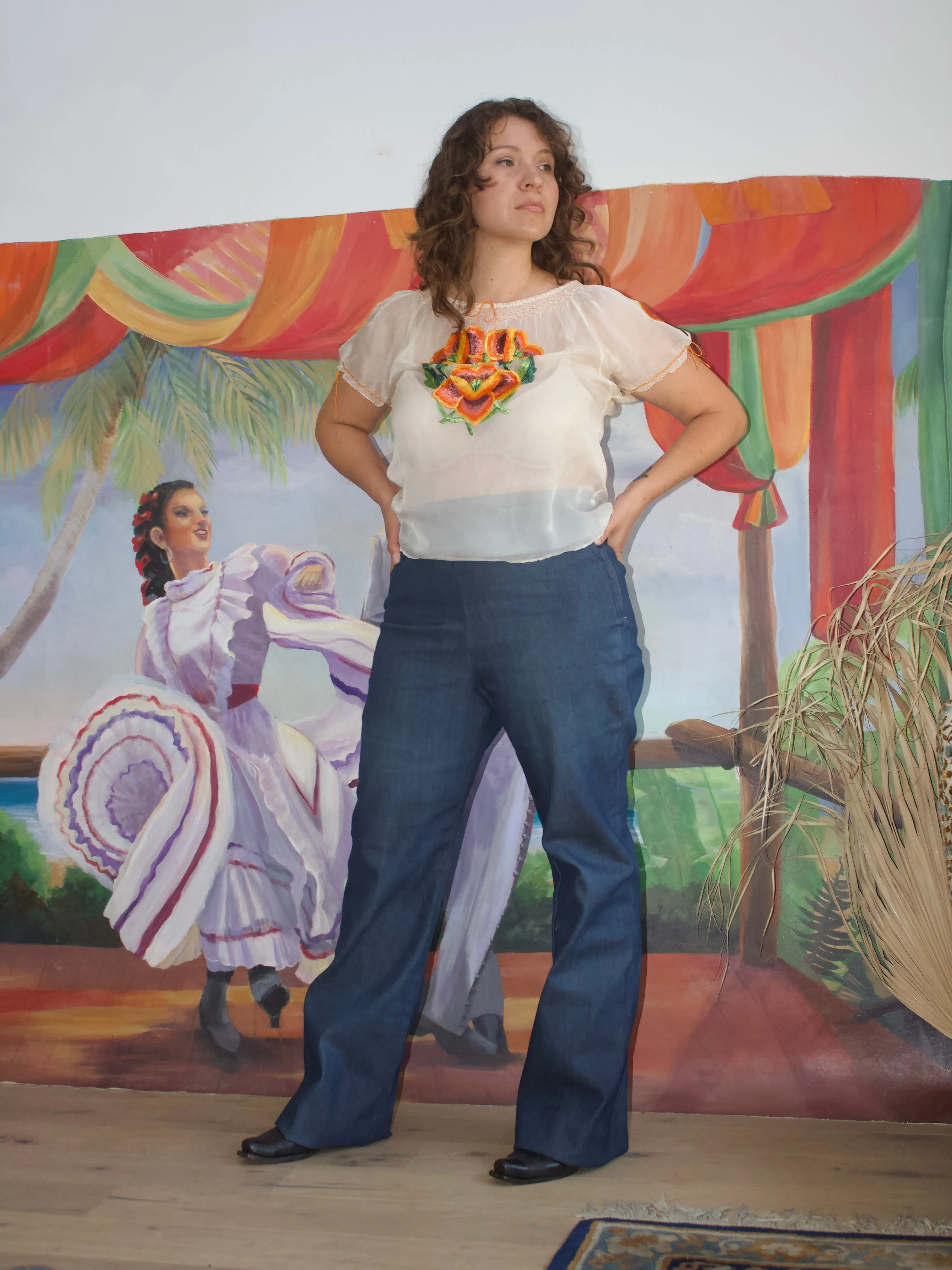 1970s Does 1950s Lee Western Pearl Snap Side Zip Jeans