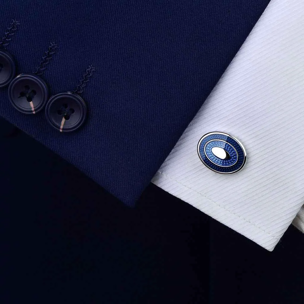 19x15mm Oval Blue Resin Cufflinks