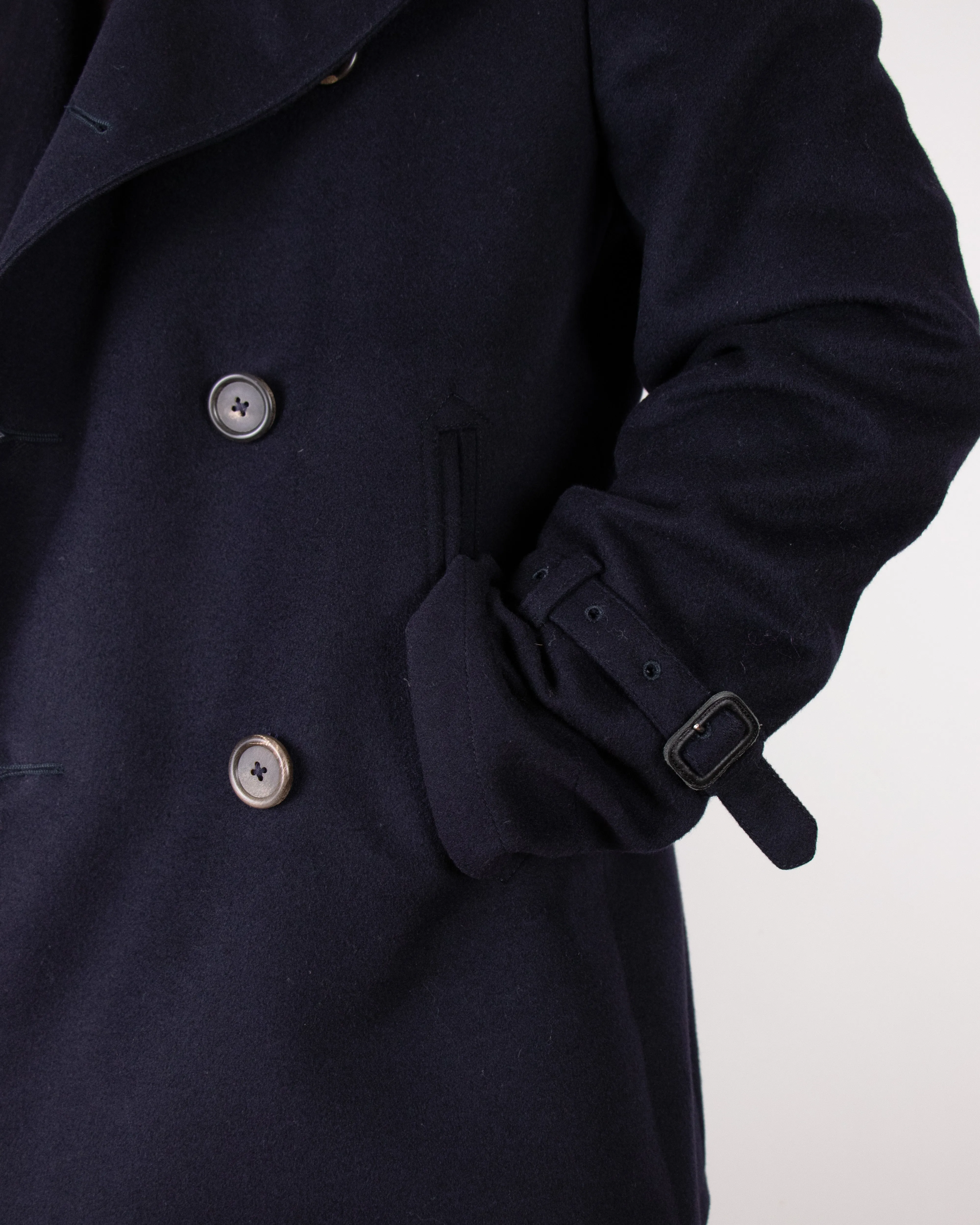 2000s Aquascutum Navy Wool Pea Coat M