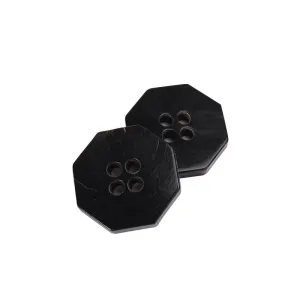 20mm Octagonal Four-Hole Black Horn Buttons 12PCS