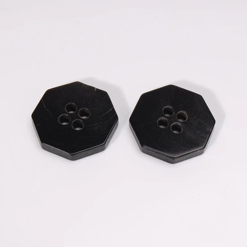 20mm Octagonal Four-Hole Black Horn Buttons 12PCS