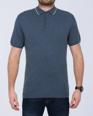 2t Slim Fit Tall Cotton Knitted Polo Shirt (indigo)
