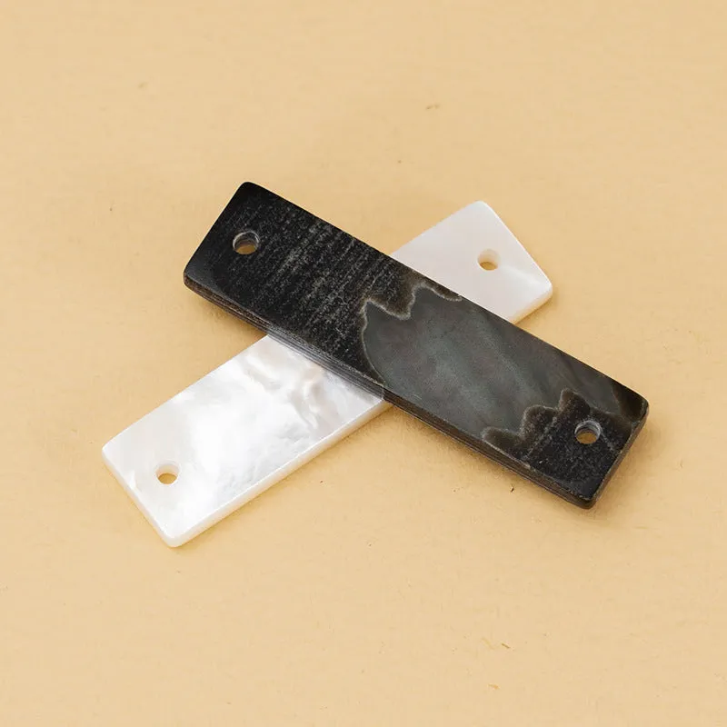 30mm Rectangular Shell Buttons Wide Edge for Shirts 3pcs