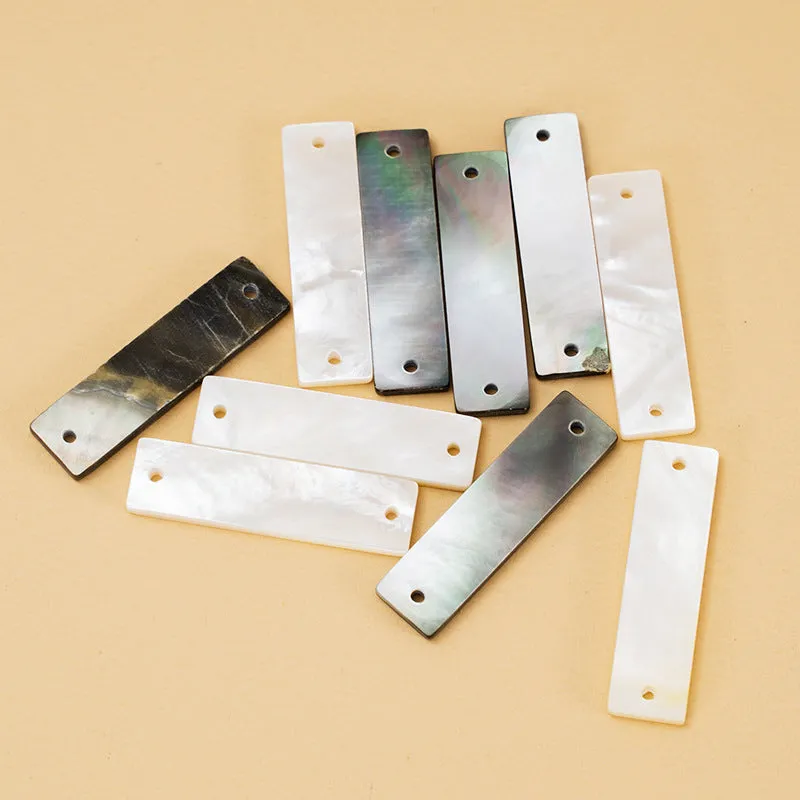 30mm Rectangular Shell Buttons Wide Edge for Shirts 3pcs