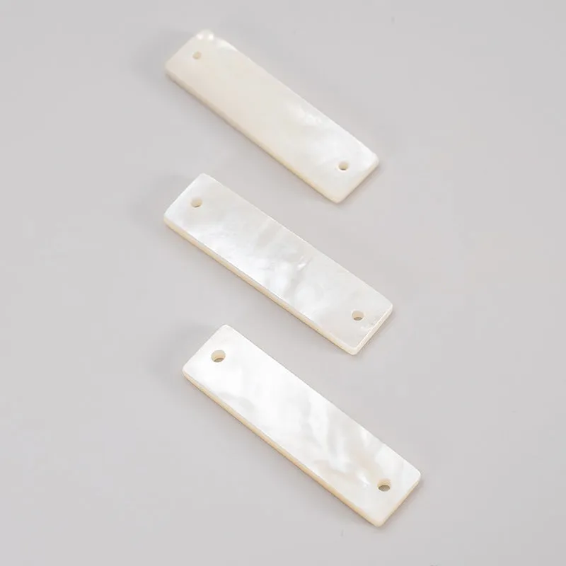 30mm Rectangular Shell Buttons Wide Edge for Shirts 3pcs