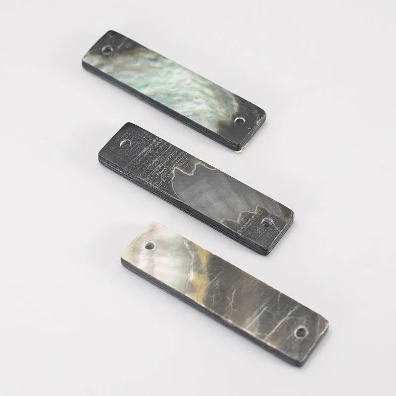 30mm Rectangular Shell Buttons Wide Edge for Shirts 3pcs