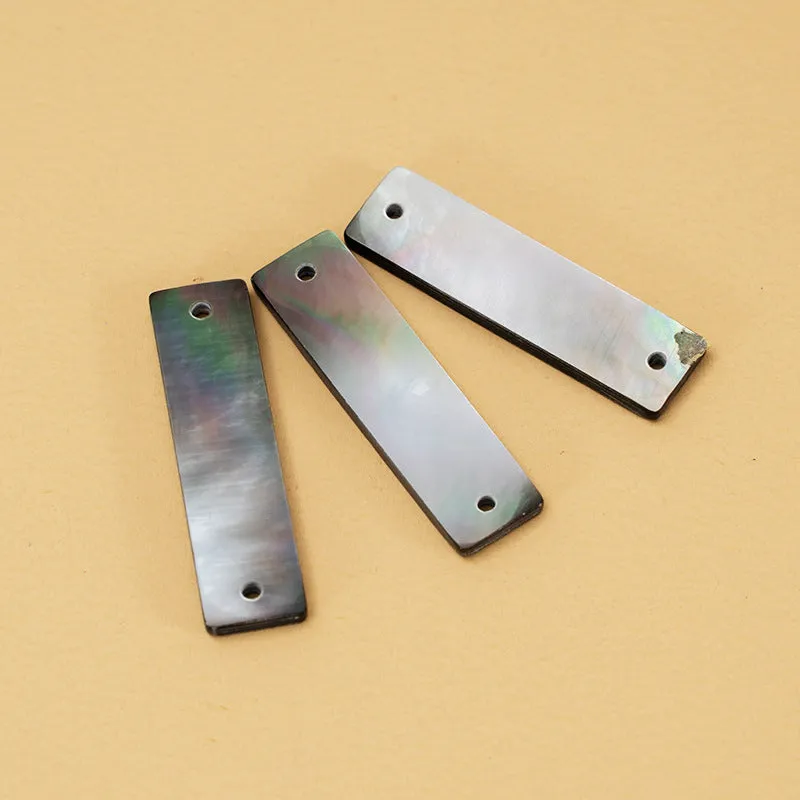 30mm Rectangular Shell Buttons Wide Edge for Shirts 3pcs