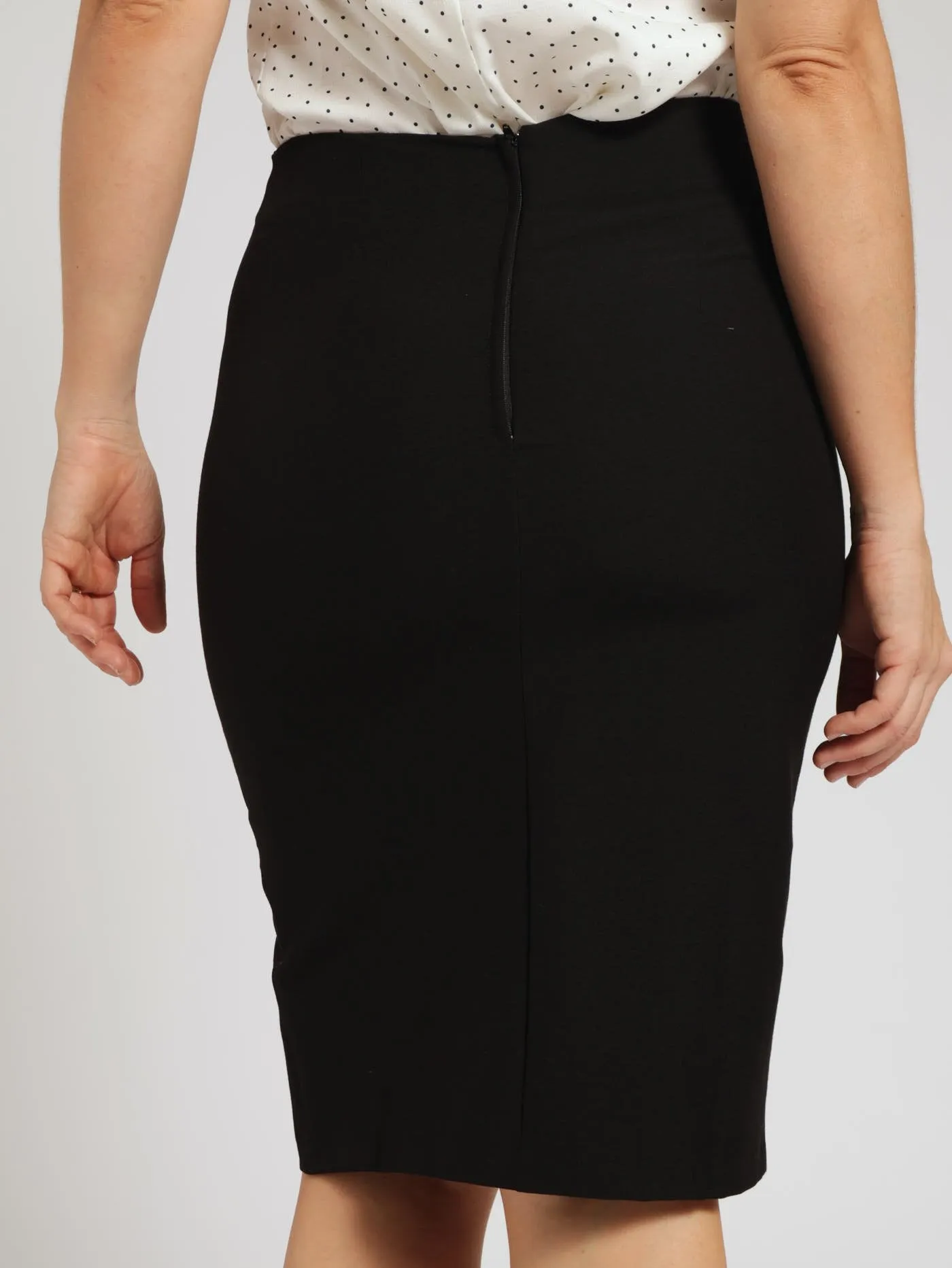 4 Button Pencil Skirt - Black
