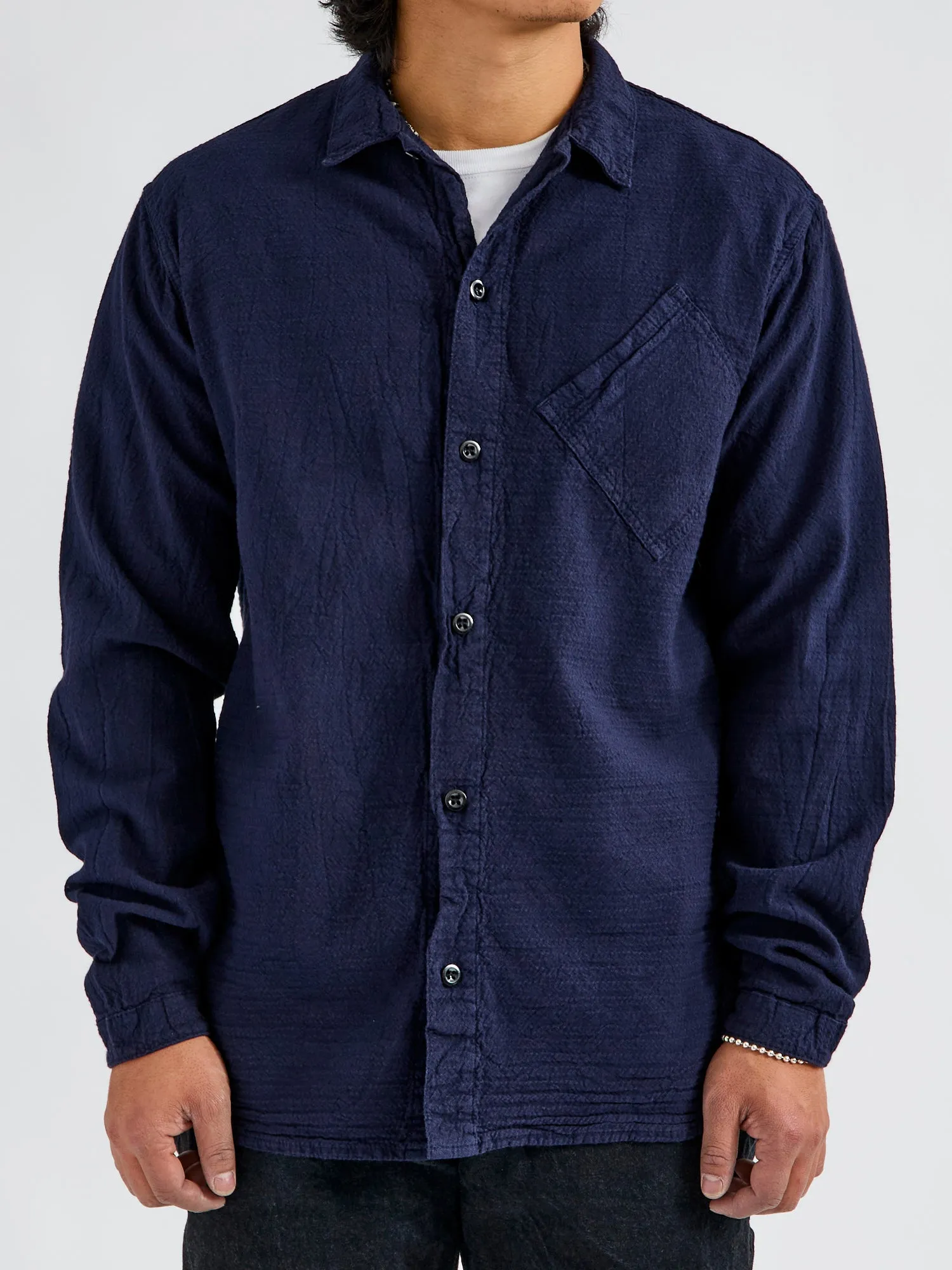 465 Argyle Chest Pocket Shirt in Hadal Blue Wave Calico