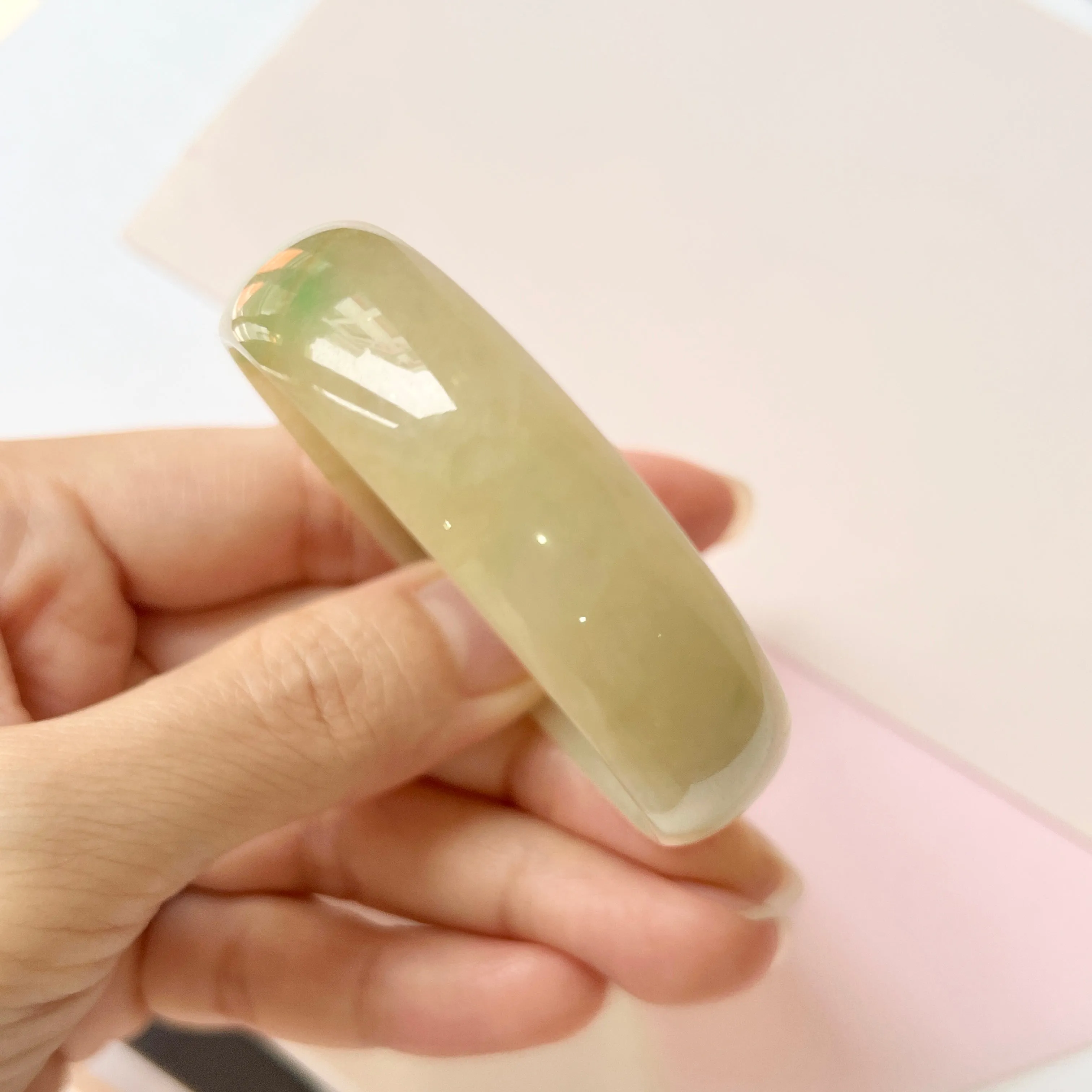 51.6mm A-Grade Natural Yellow Jadeite Modern Round Bangle No.151639