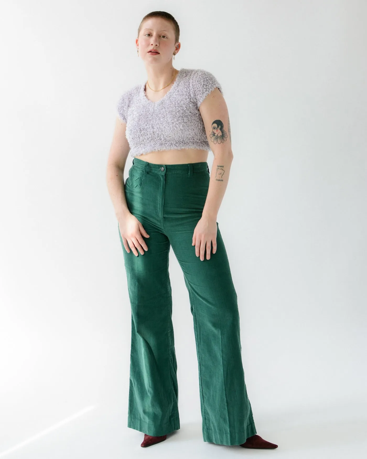 70s Emerald Corduroy Wide Leg Pants