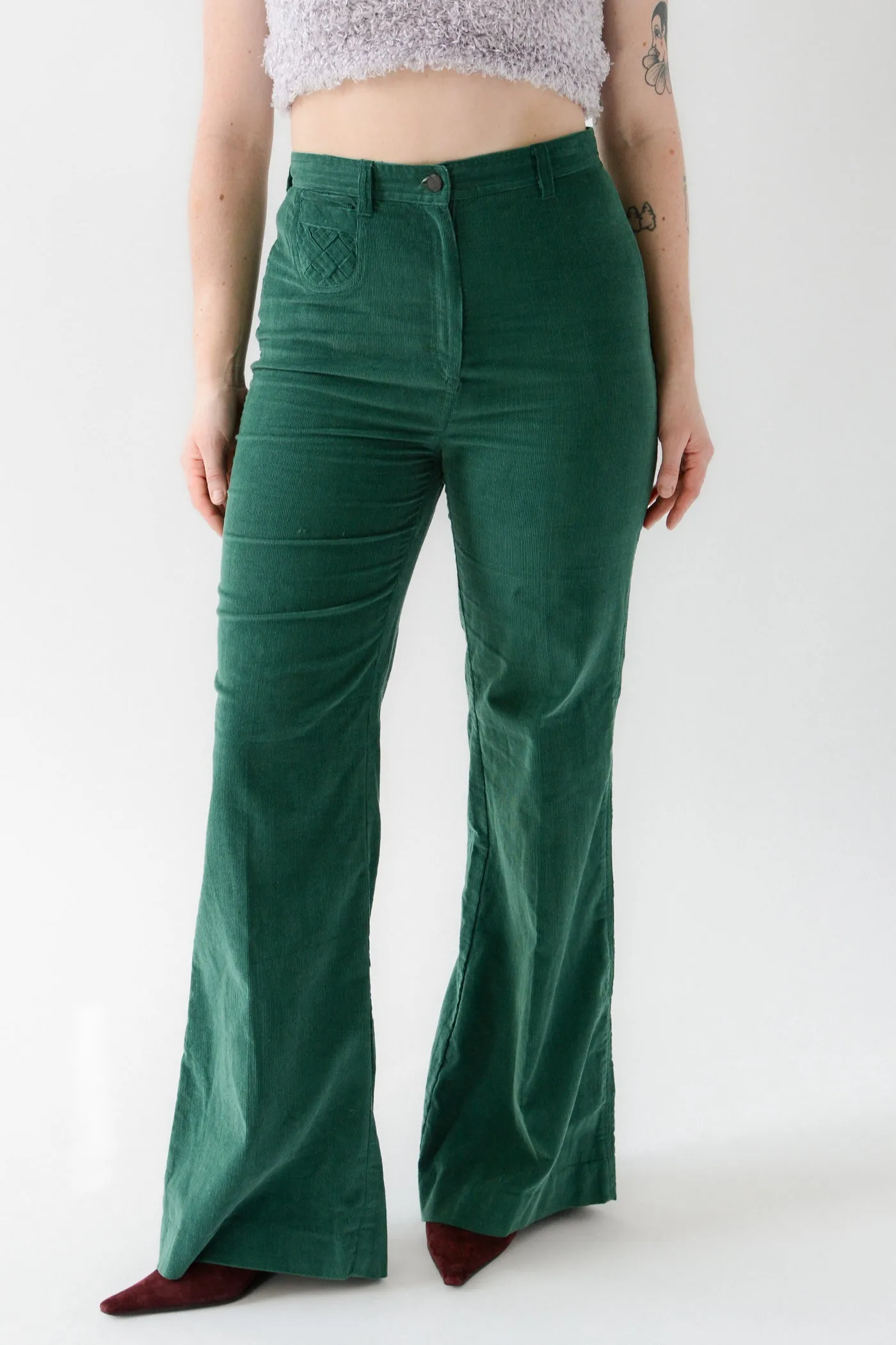 70s Emerald Corduroy Wide Leg Pants
