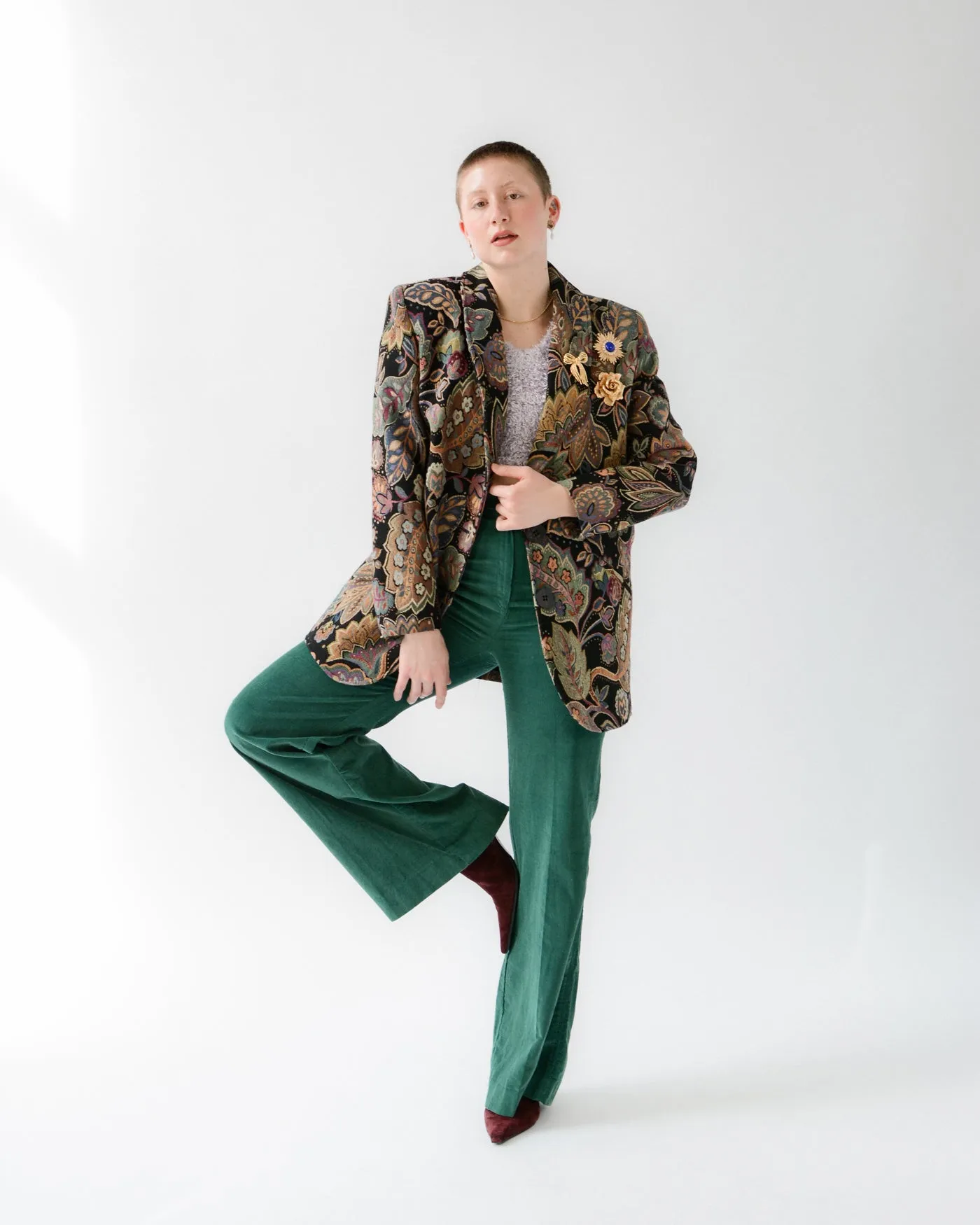 70s Emerald Corduroy Wide Leg Pants
