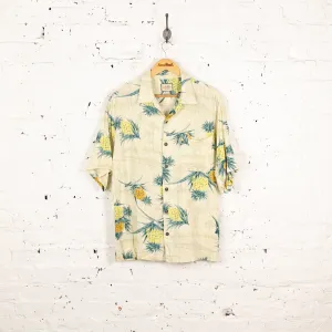 90s Hawaiian Pineapples Pattern Shirt - Beige - M