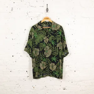 90's Hawaiian Print Pattern Shirt - Green - XL