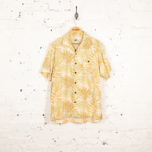90s Leaves Print Hawaiian Shirt - White - L