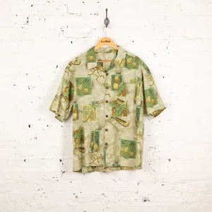 90s Pineapples Palm Trees Hawaiian Pattern Shirt - Green - XL