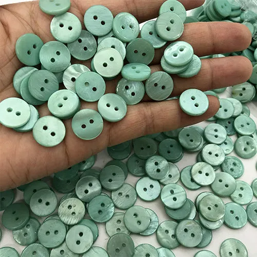 9/10/12.5mm Round 2-Hole Natural Shell Colorful Shirt Buttons 70 Pack