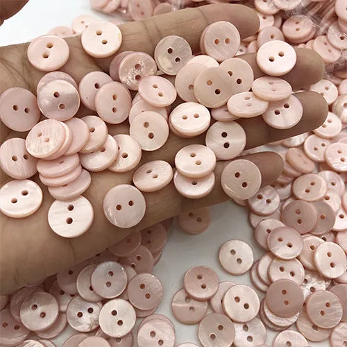 9/10/12.5mm Round 2-Hole Natural Shell Colorful Shirt Buttons 70 Pack