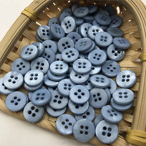 9/10/12.5mm Round 2-Hole Natural Shell Colorful Shirt Buttons 70 Pack